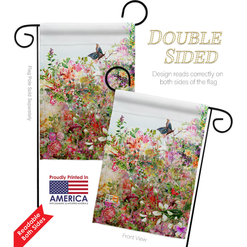 Drapeau de jardin fleur en polyester 18 po x 13 po