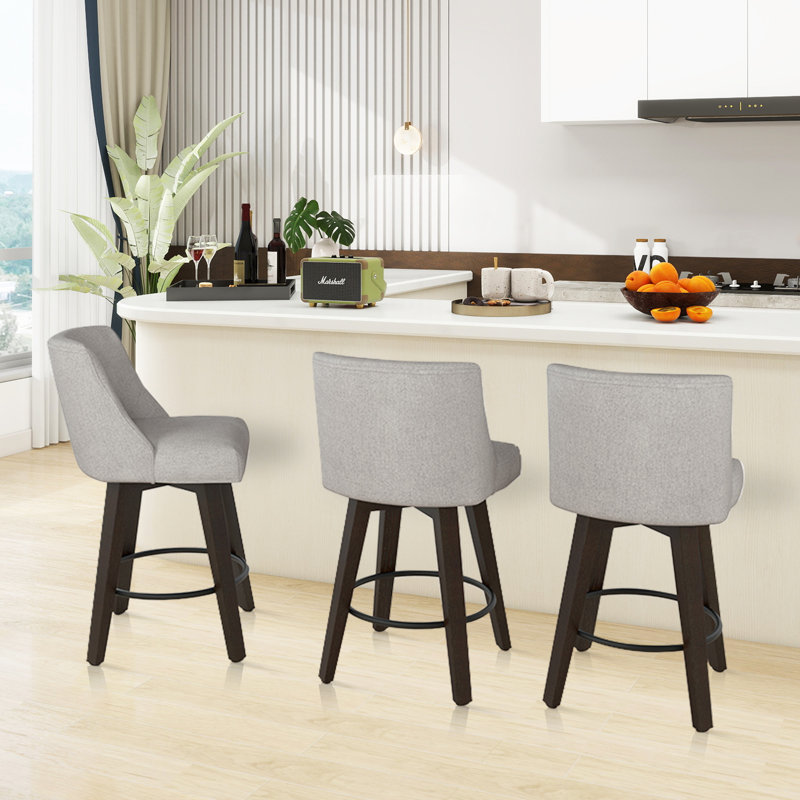 Tabourets de bar et de comptoir Loriell avec structure en bois massif, Tabouret de comptoir (siège d'une hauteur de 26 p, 2