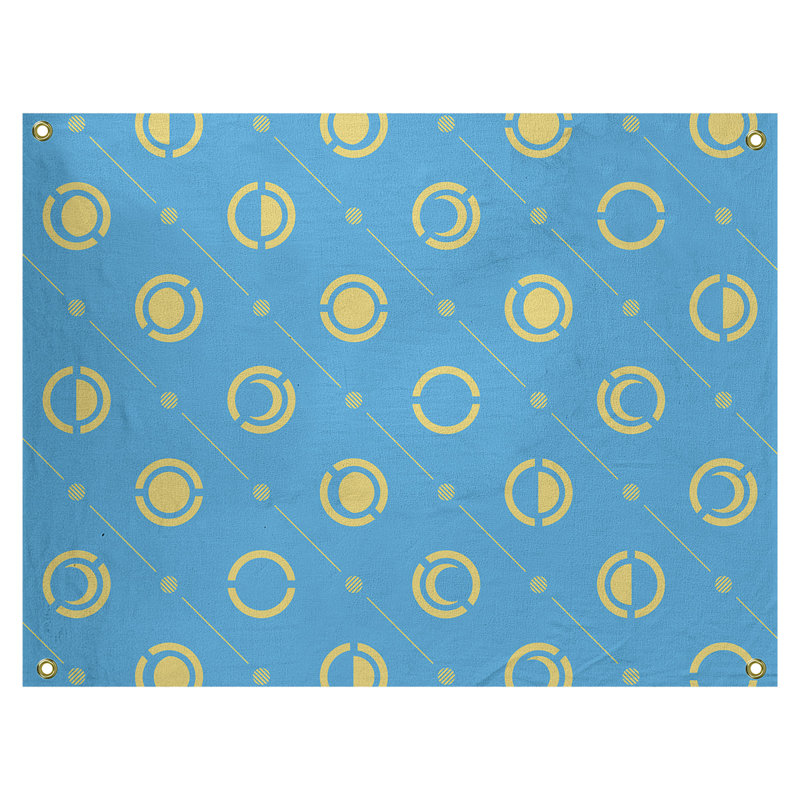 Tapisserie, H 26 po x l 36 po, Bleu sarcelle/jaune