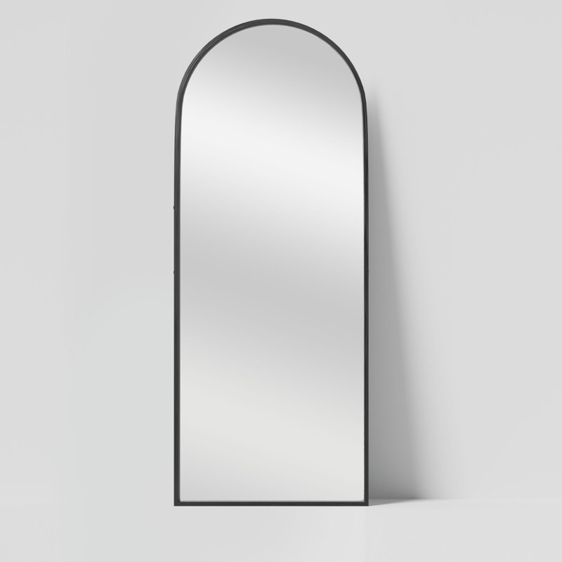 Grand miroir de plancher arqué pleine longueur, 75 po x 38 po, Noir