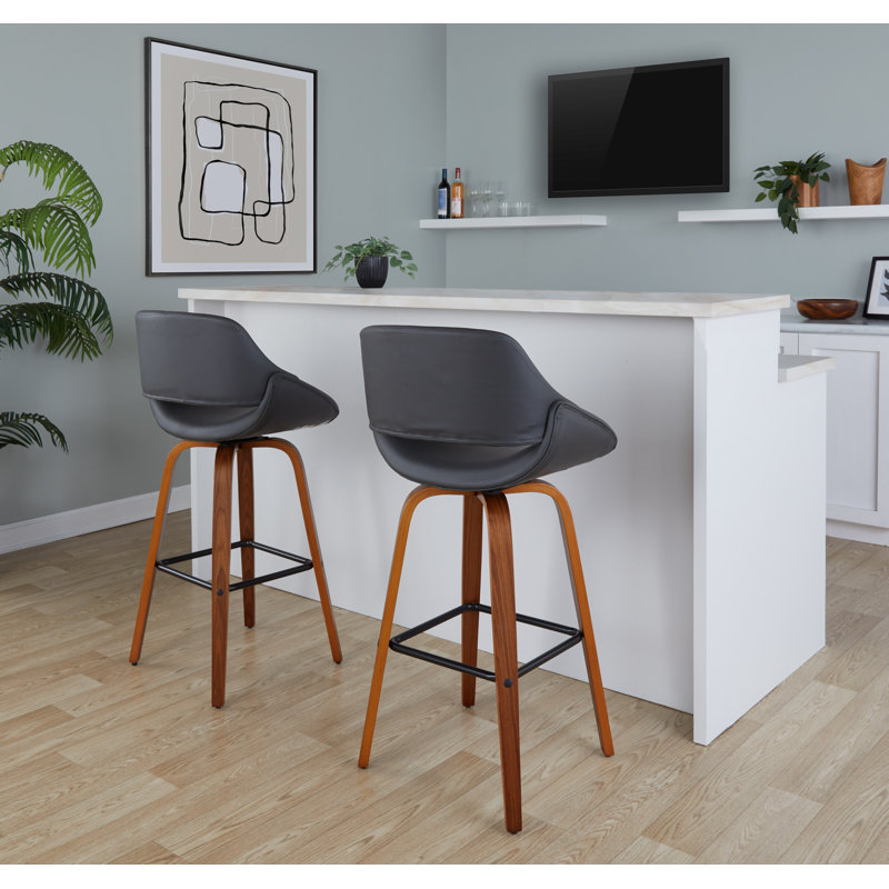 Tabouret de bar et de comptoir à hauteur fixe Laurenzio, Noir, Bar Stool (30" Seat Height)