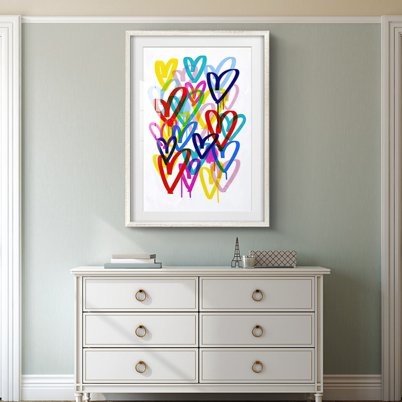Hearts Aflutter II -Framed Print, 19.5" H x 16.5" W, White