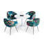 Fauteuil à oreilles rembourré en velours bleu / rose Osbourn-543253721
