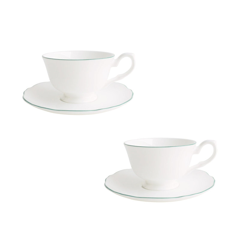 Amelie China Espresso Cup, White/Green