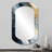 Gold and blue Abstract marble paint III - Marble Asymmetrical Decorative Mirror, Modern Cylinder Wall Mirror, Printed Metal Art-1453493963