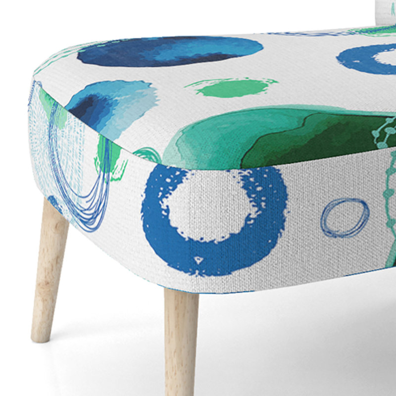Blue And Green Circle Pattern - Upholstered Patterned Accent Side Chair