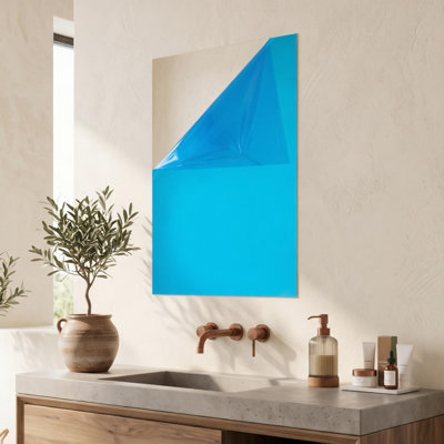 Flat Wall Mirror, Flexible Mirror Sticker Self Adhesive Peel And Stick On Mirror For Bathroom 19.7 X 39.4In
