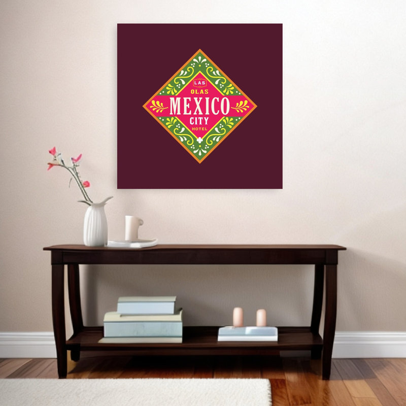 Las Olas Mexico City Hotel Colorful Traditional Vibrant City Architecture Wall Art Print 1 Piece Wrapped Canvas Wall Art