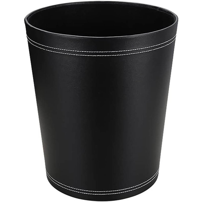 Leather / Faux Leather Open Waste Bin - 10L, Black