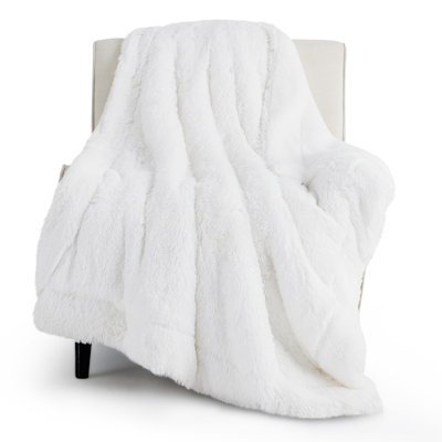 Couvre-lit en fausse fourrure pour lit simple en sherpa simple / simple TG - couverture de lit moelleuse ultra douce pour chambre de résidence - blanc éclatant - cadeau parfait pour les adolescentes