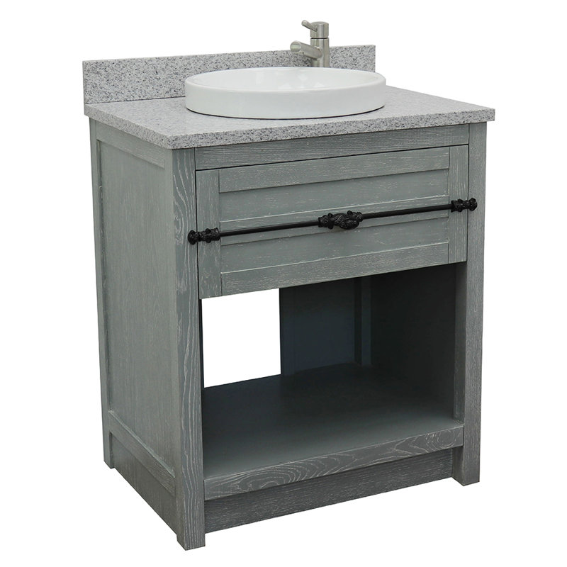 Zimmerman 31'' Single Bathroom Vanity with Top, Sage Gray, Gray Granite