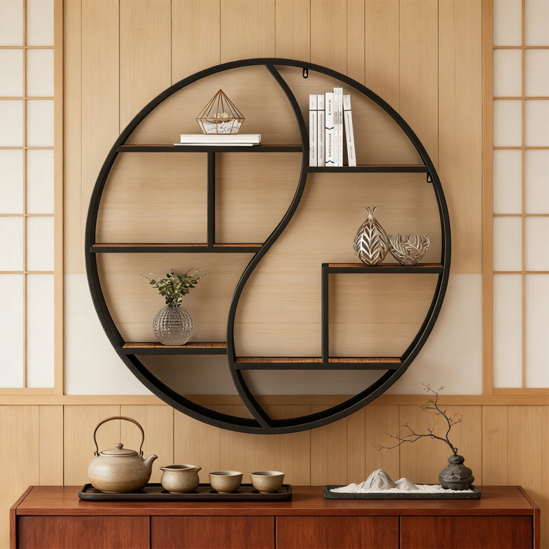 Metal Wall Shelf With Wood, Black/Brown