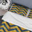 Ensemble de housse de couette moderne bleu et jaune à motif de chevrons glamour VI-109155271