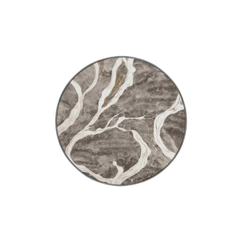 Machine Washable Gray Area Rug, Round 6'