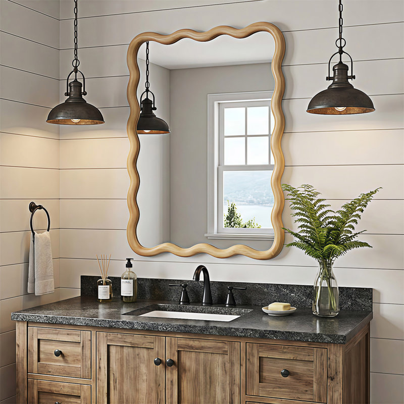 Miroir décoratif rectangulaire, 30,01 po x 20,01 po, Chêne