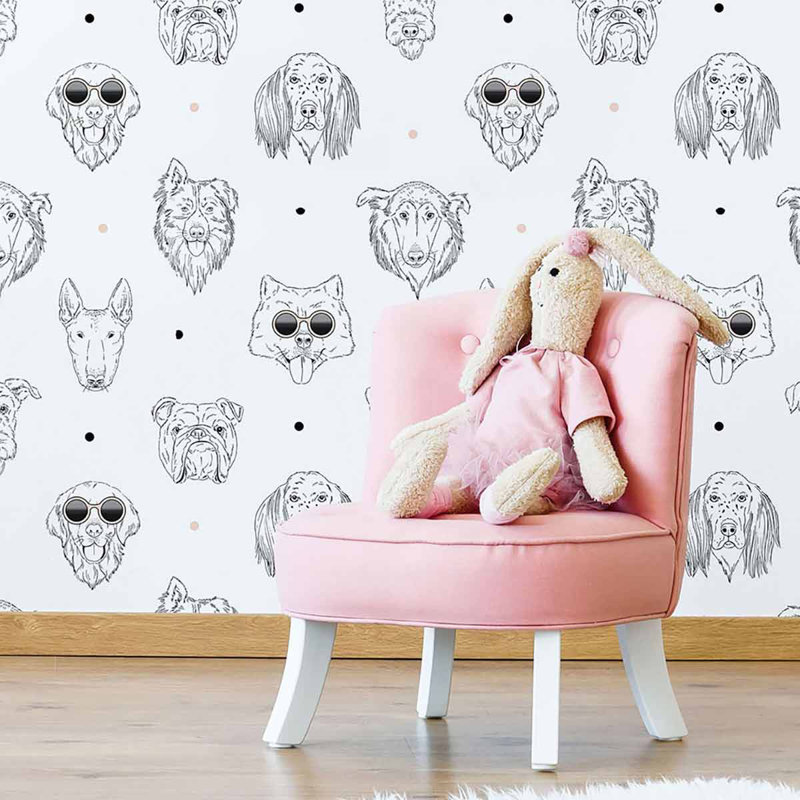 Panneau de papier peint adhésif pour chien, L 126 po x l 24 po