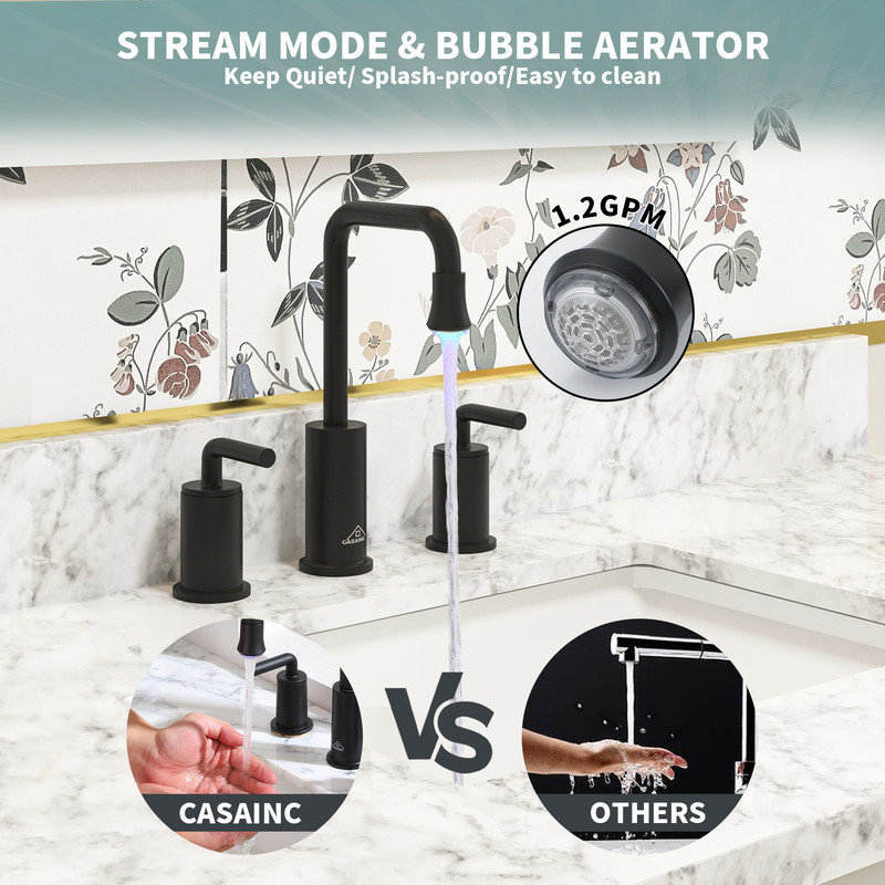 Willow 2-handle Black Bathroom Sink Faucet with LED Temperature Colour