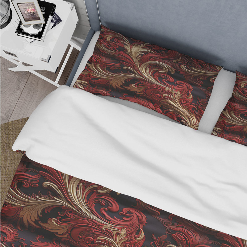 Literie Opulent Baroque Scrolls Victorian Pattern, Housse de couette pour très grand lit et 2 très