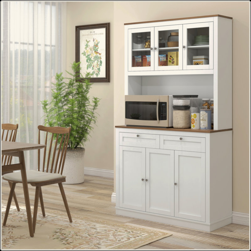 Armoire de rangement multifonctionnelle avec rangement anti-basculement - 5 portes et 2 tiroirs avec tablettes réglables, capacité de 301 lb pour la cuisine / le vestibule
