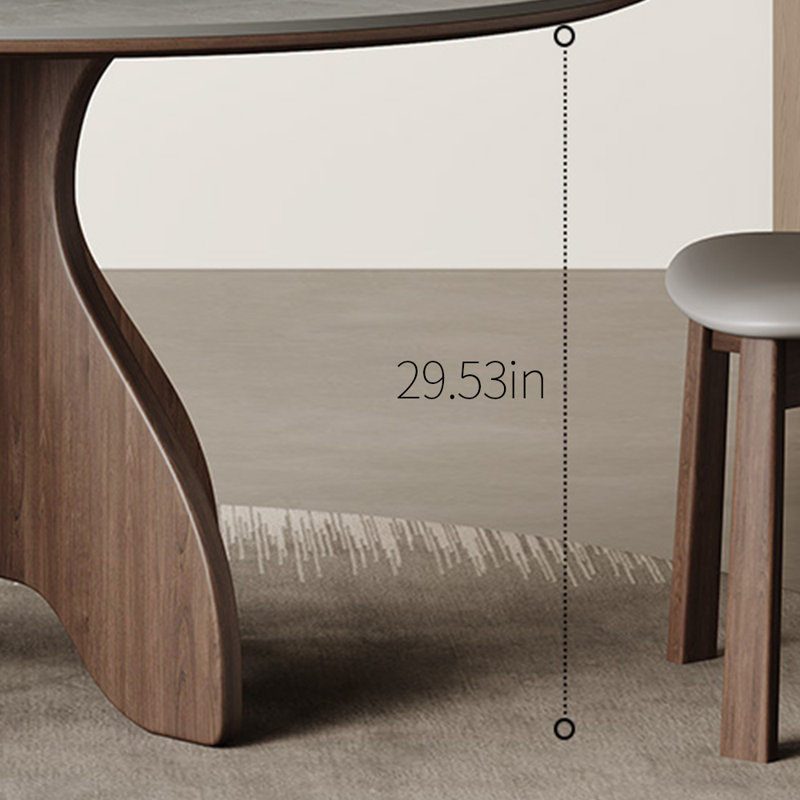 Table de salle à manger ronde en pierre frittée grise, H 29,53 po x L 47,24 po x l 47,24 po