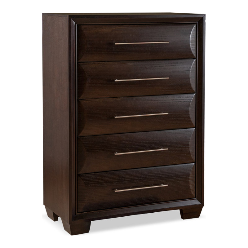 Commode 5 tiroirs Brookline, Brun