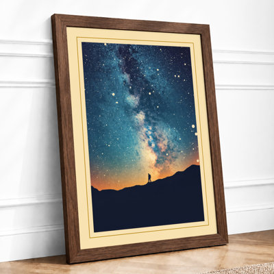 Figure Under Starlight Vintage - Framed Print