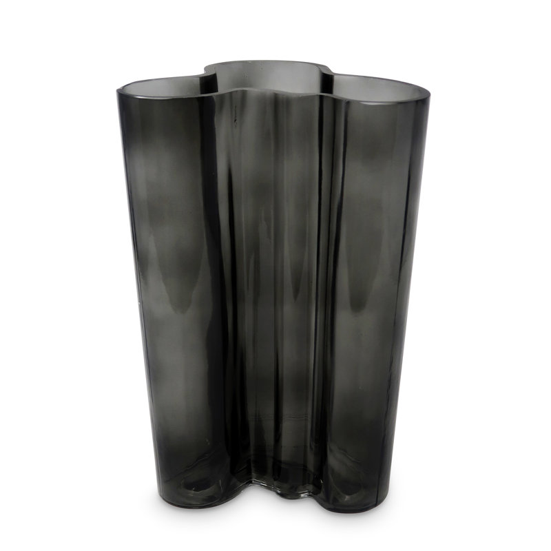 Tinted Curved Vase, 9.80" H x 5.50" W x 6.50" D, Smoked