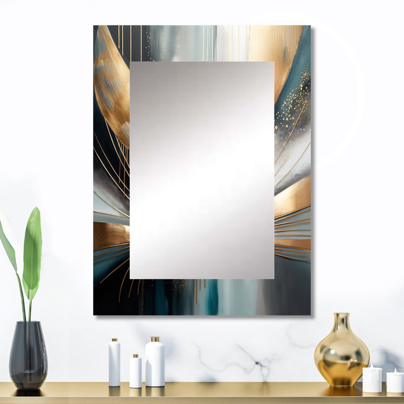 Abstract Shapes And Lines V - Marble Wall Mirror, Modern Decorative Mirror, Printed Metal Art, 32" x 24"