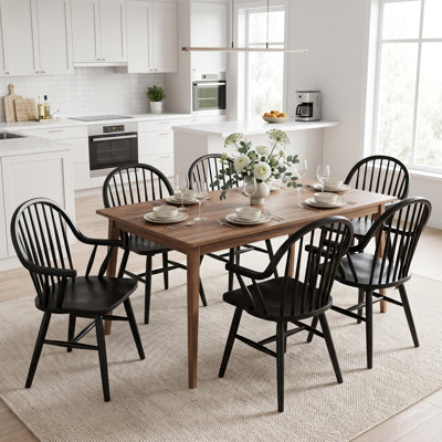 Chaises de salle à manger en bois massif avec accoudoirs de 24 po de large Hughes Hughes
