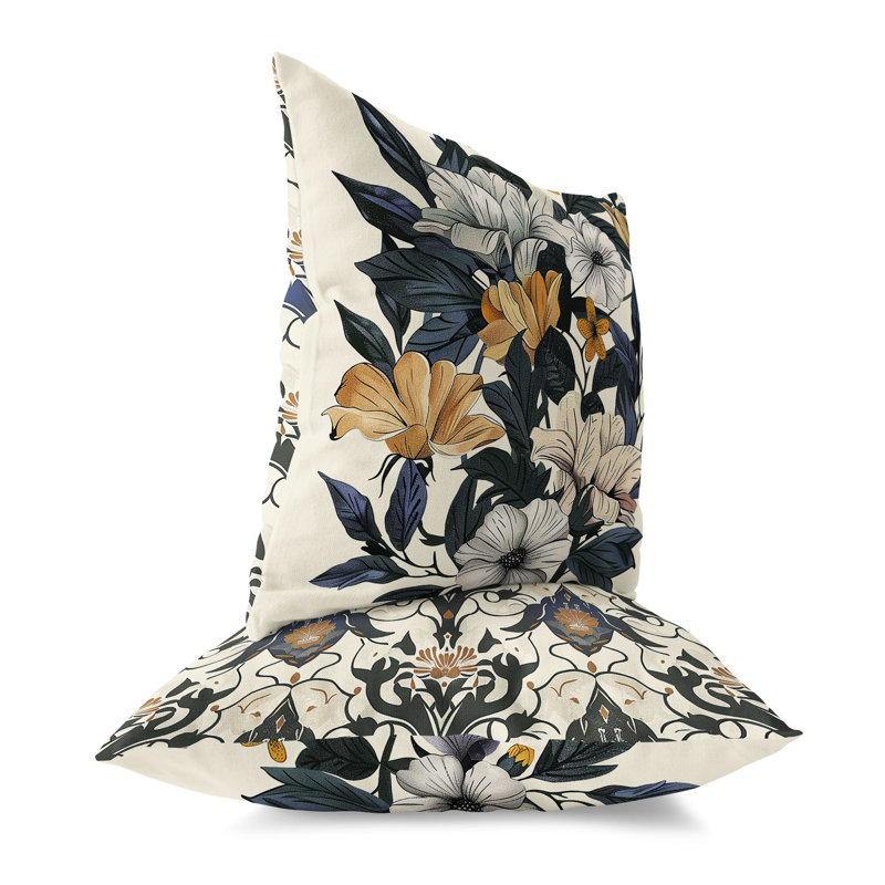 Coussin Divine, H 16 po x l 16 po, Bleu / Beige