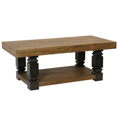 Table basse Yellow Stone - Mélange brun, finition noire délavée