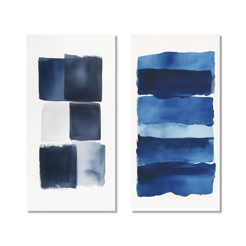 Indigo Horizon I - ensemble de 2 décorations murales géométriques en métal, 32" H x 32" W