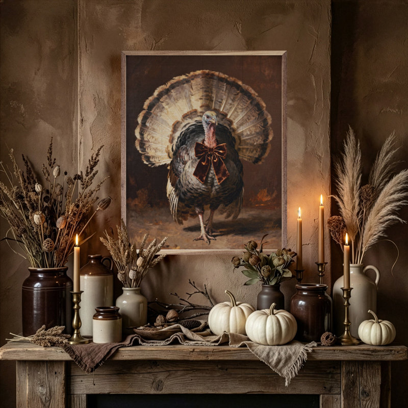 Turkey With Velvet Bow, H 10 po x l 8 po