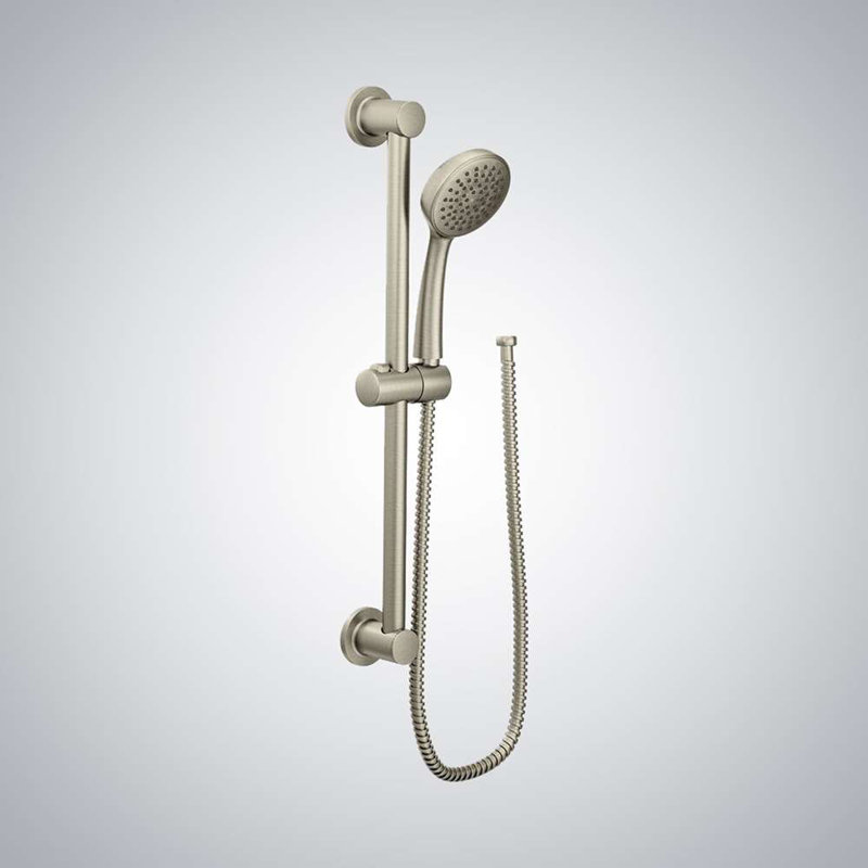 Douche ronde avec barre coulissante moderne et fonctionnelle Kosvo, Nickel brossé