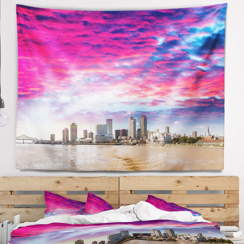 Tapisserie gratte-ciel et gratte-ciel Cityscape New Orleans, H 32 po x l 39 po