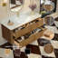 Meuble-lavabo mural 48 po au fini chêne avec armoire en bois massif et comptoir une pièce en acrylique-362338151-362338152