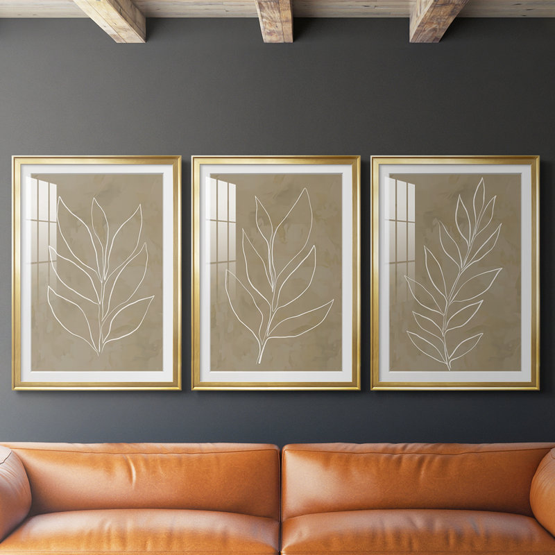 Leaf Line Art I, H 21 po x l 30 po, Doré