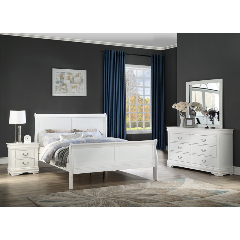 Ensemble de chambre à coucher pour grand lit spécial Aronda 6 pièces: lit, commode, miroir, 2 tables de chevet, commode