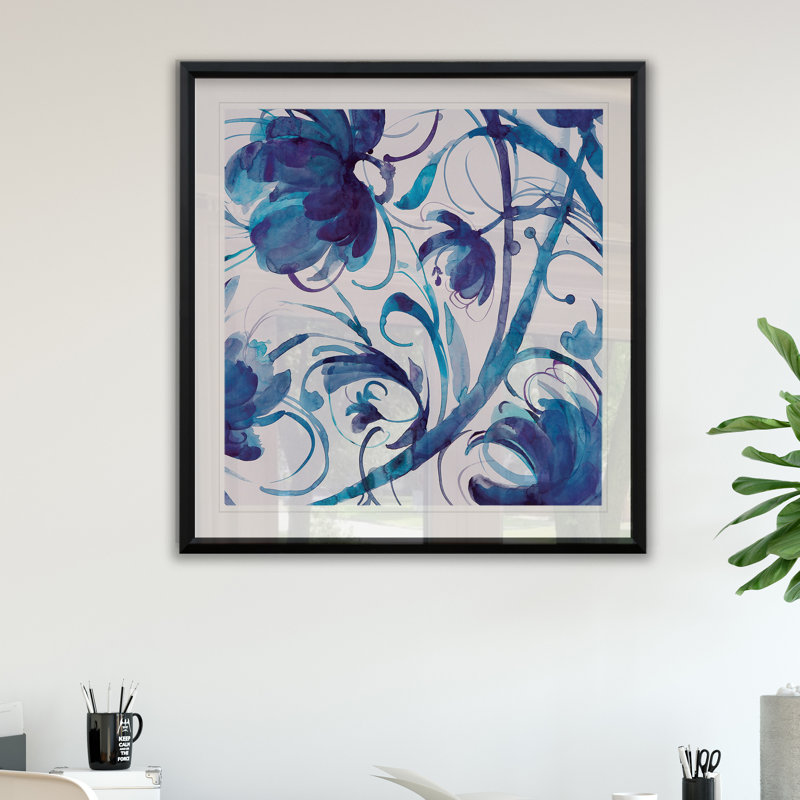 Indigo Swirl III - reproduction de cadre photo, H 17,5 po x l 17,5 po x P 1,5 po