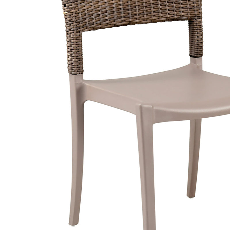 Chaise de salle à manger d'extérieur empilable, Taupe français