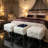 Olivia White Faux Fur Ottoman, 20"