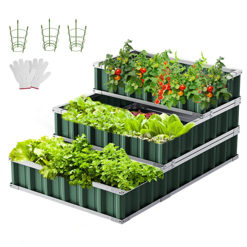Lit de jardin surélevé 3 niveaux Sedko, Vert
