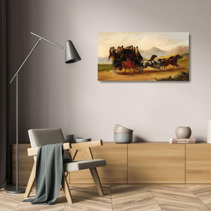 «Stagecoach Scene» par John Charles Maggs - Art mural sur toile tendue avec châssis, H 24 po x l 17 po