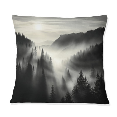 Mysterious Misty Mountain Morning - Minimalism Printed Throw Pillow