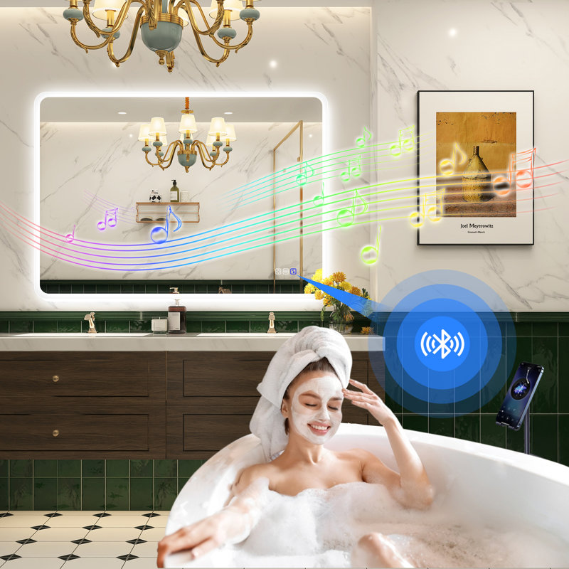 Brighten Your Bathroom with our LED Bluetooth Mirror, 28" x 40"