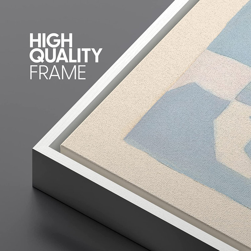 White Framed Geometric Abstract Canvas Print 16" x 24"