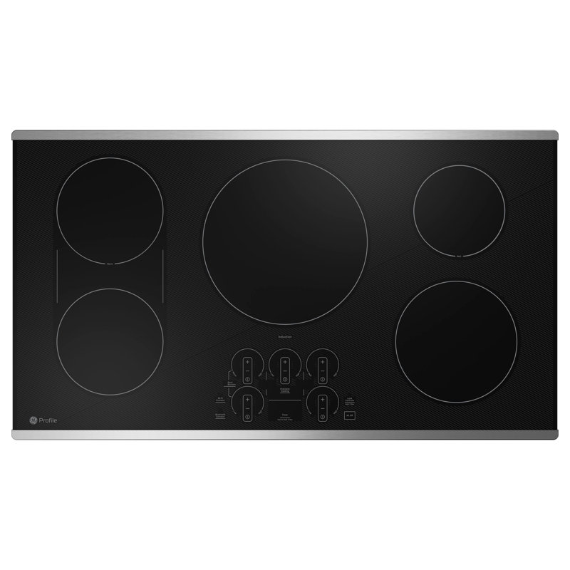36" Induction Cooktop with 5 Elements, Black/Stainless Steel