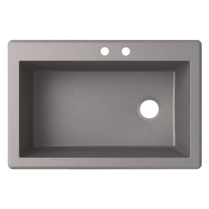 33'' L Mounting / Installation Required Single Bowl Quartz Kitchen Sink, 2 Hole, Metallico