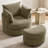 Corduroy Upholstered Swivel Barrel Accent Chair with Hidden Storage Ottoman, Round Lounge Chair for Living Room-962505710