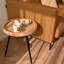 Petite table de bout ronde - table d'appoint avec plateau en bois massif et pieds en métal robustes, table d'appoint peu encombrante pour le salon, la chambre à coucher, le balcon - assemblage facile, design moderne minimaliste